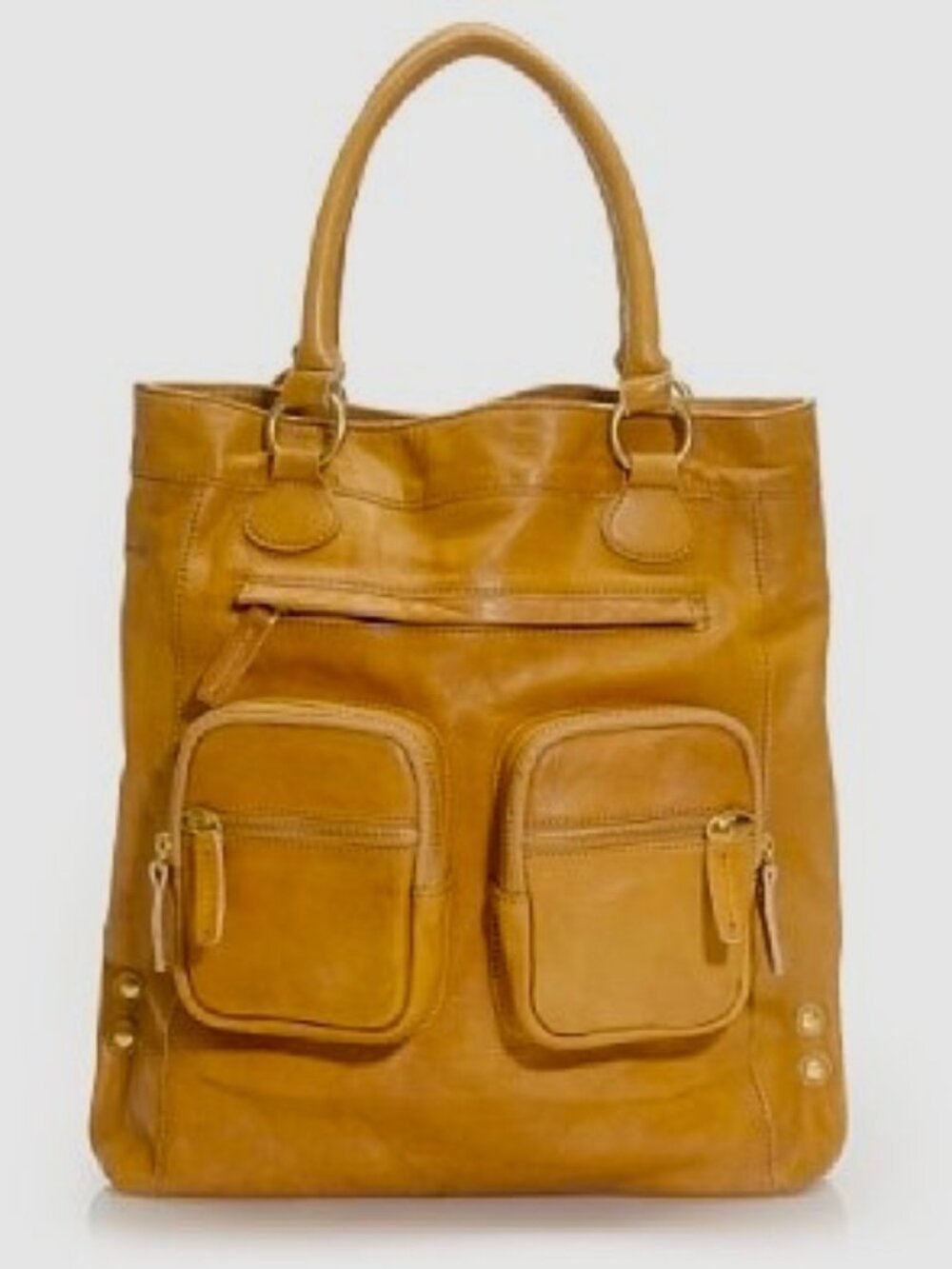 J. CREW Women's Jericho Vintage Cognac Tan Leather Tote Bag Originally $248